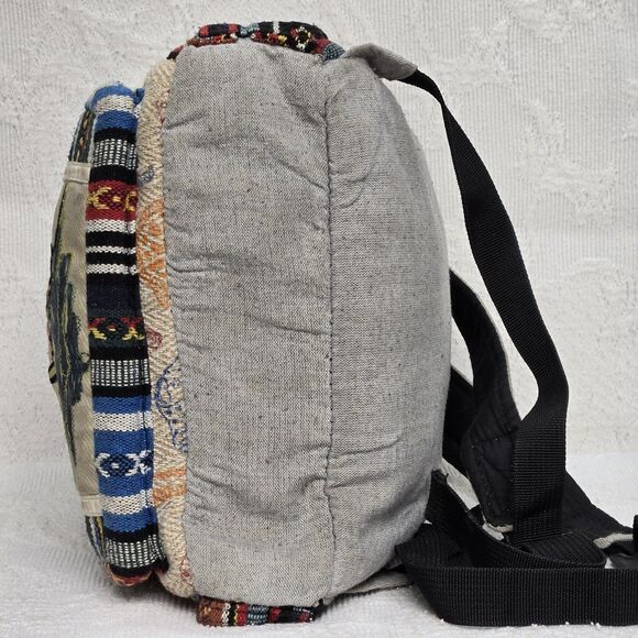 Himalayan Hemp Rainbow Mushroom Mini Backpack Canvas Embroidered Psychedelic - Picture 6 of 12